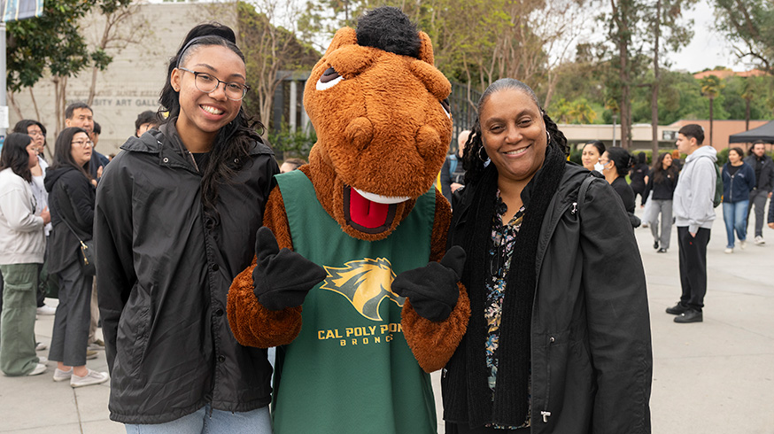 A mother and daughter smile during BroncoBound